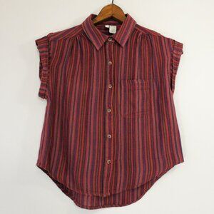 JAPNA Women's Stripe Sleeveless Blouse Size S